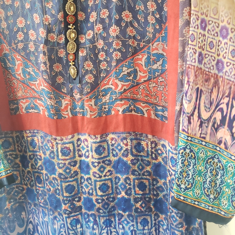 Multicolored Silk Kurta - Picture 4 of 4
